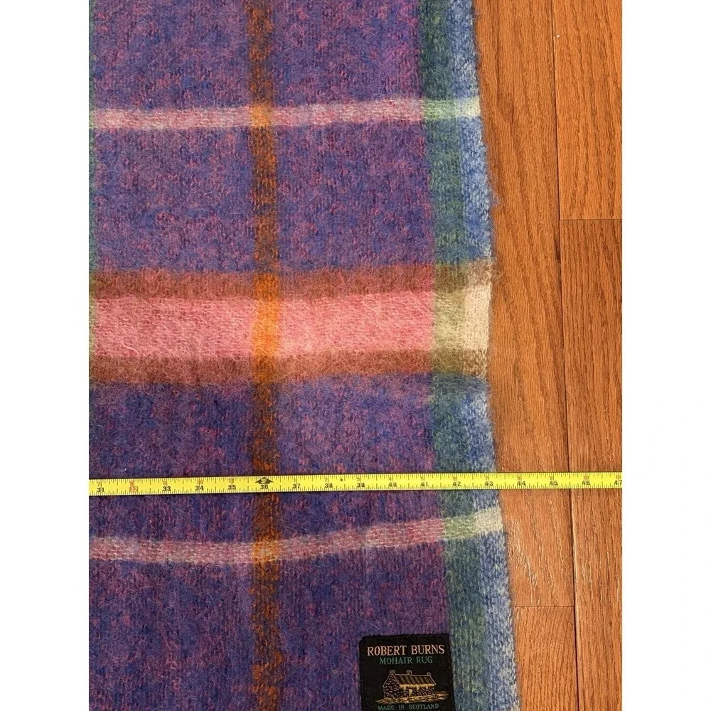 Vintage 1960s Robert Burns Mohair Plaid Throw, 70% Mohair, 30% Wool 70x52